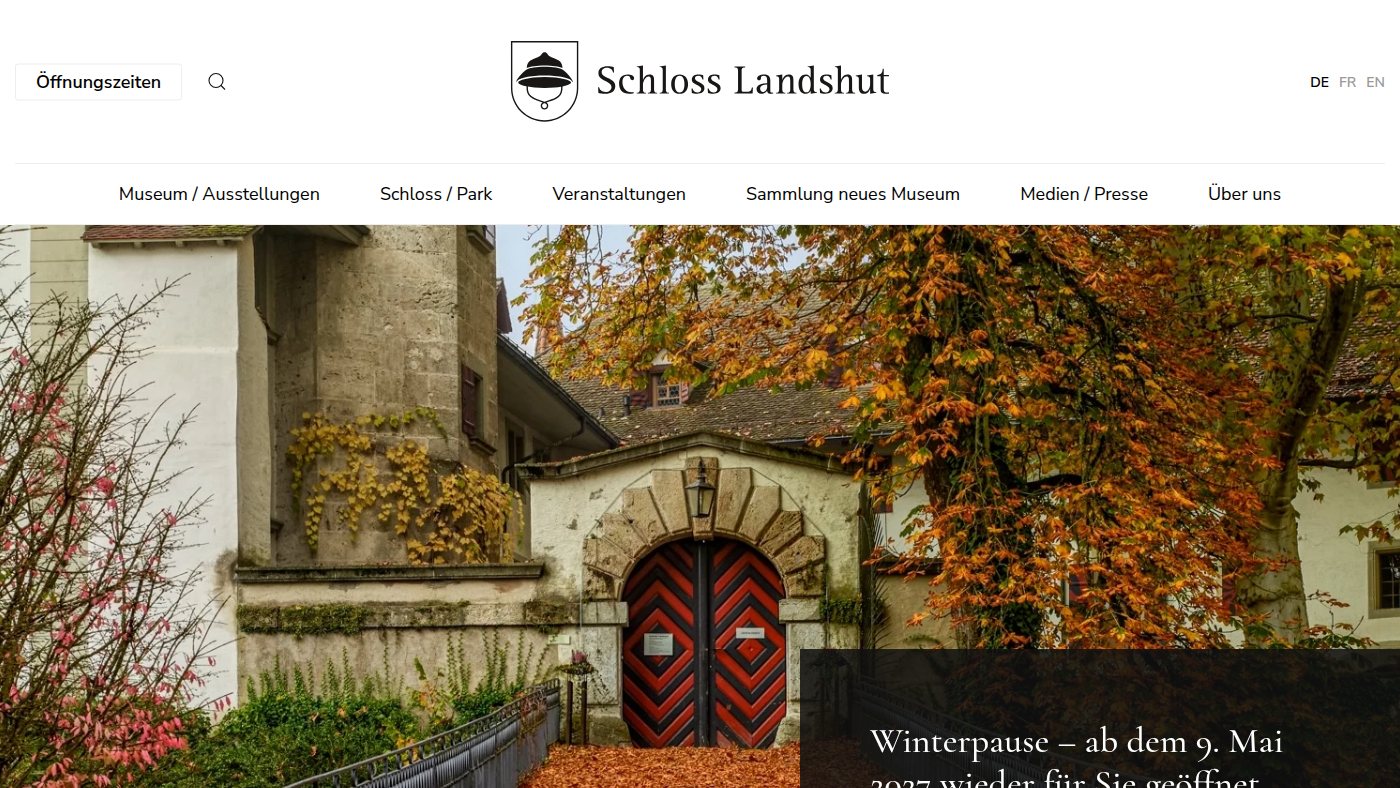 The home page of schlosslandshut.ch