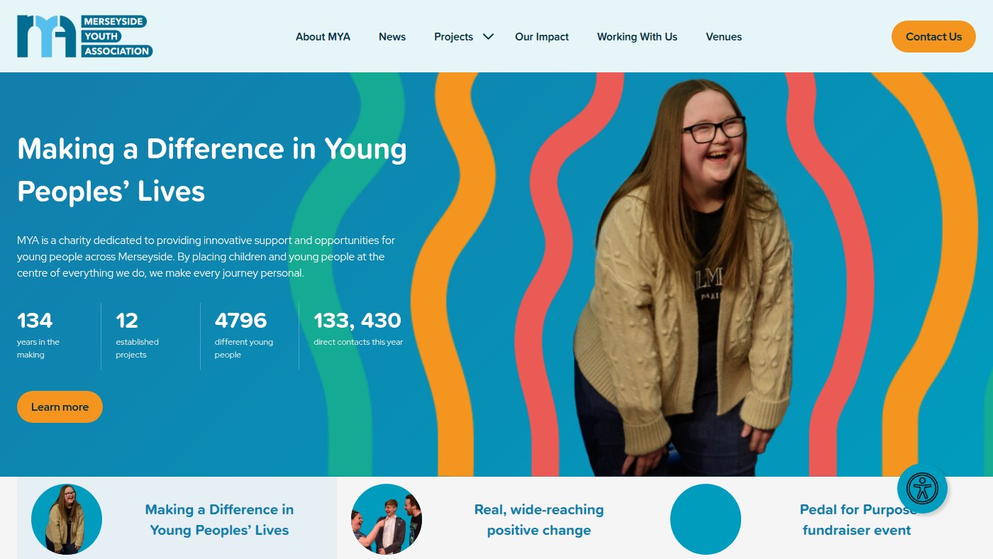 The home page of mya.org.uk