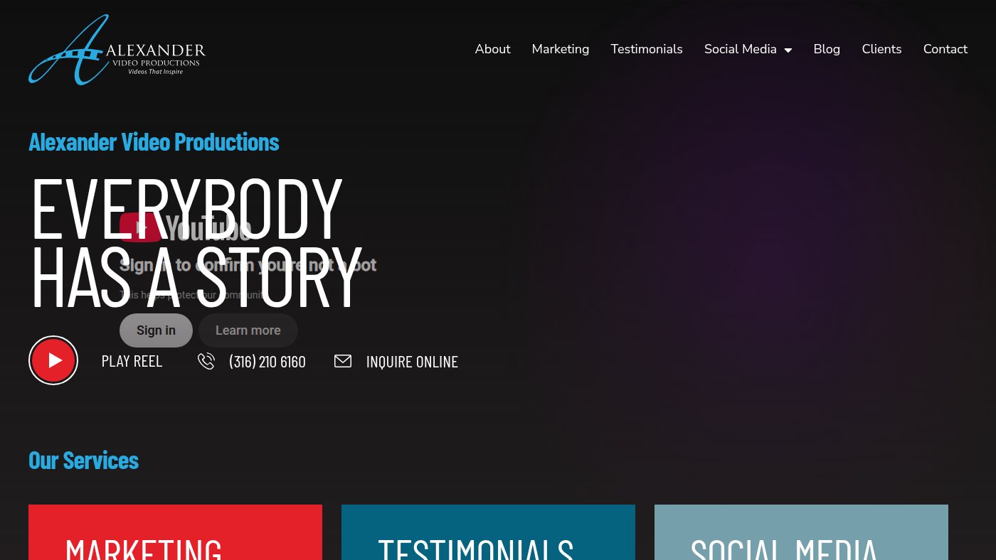 The home page of alexandervideoproductions.com