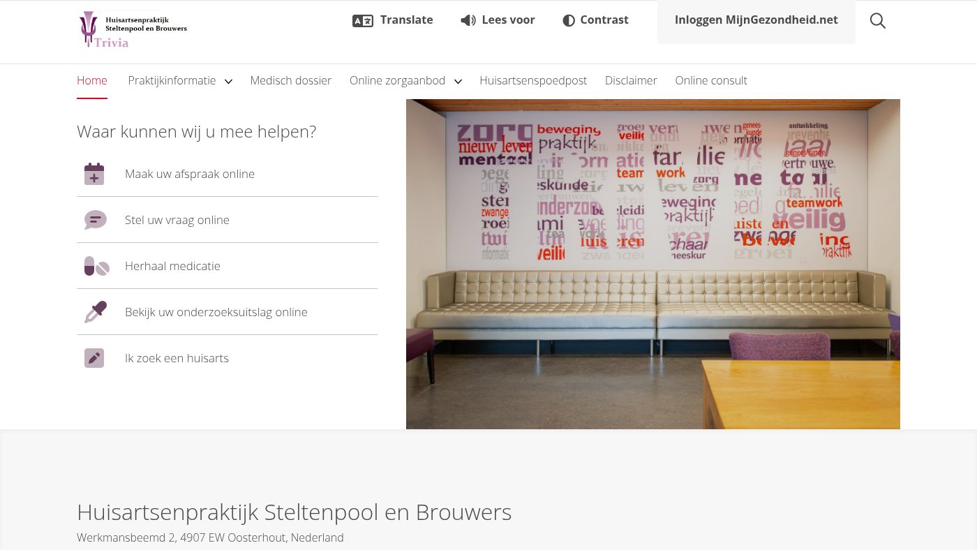 The home page of huisartsenpraktijksteltenpoolenbrouwers.nl