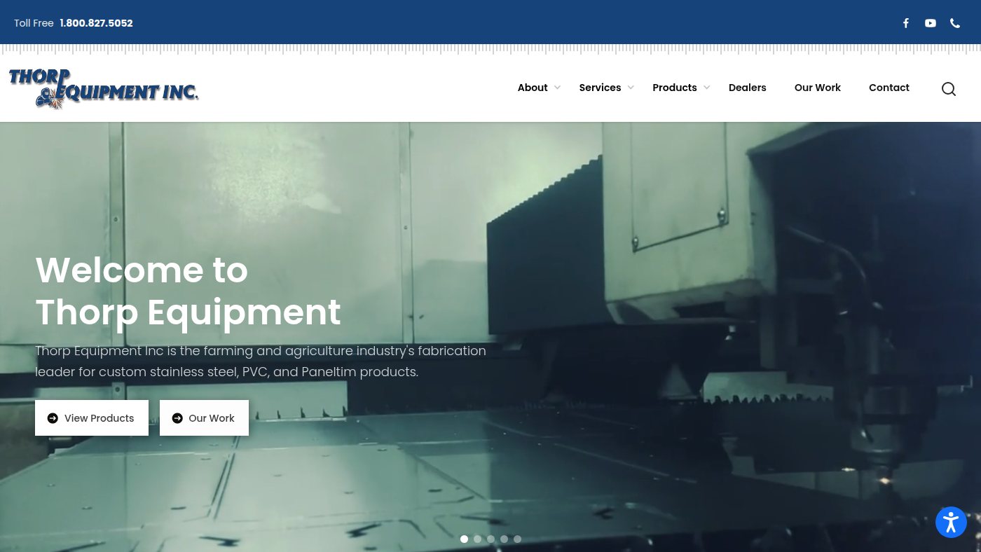 The home page of thorpequipment.com