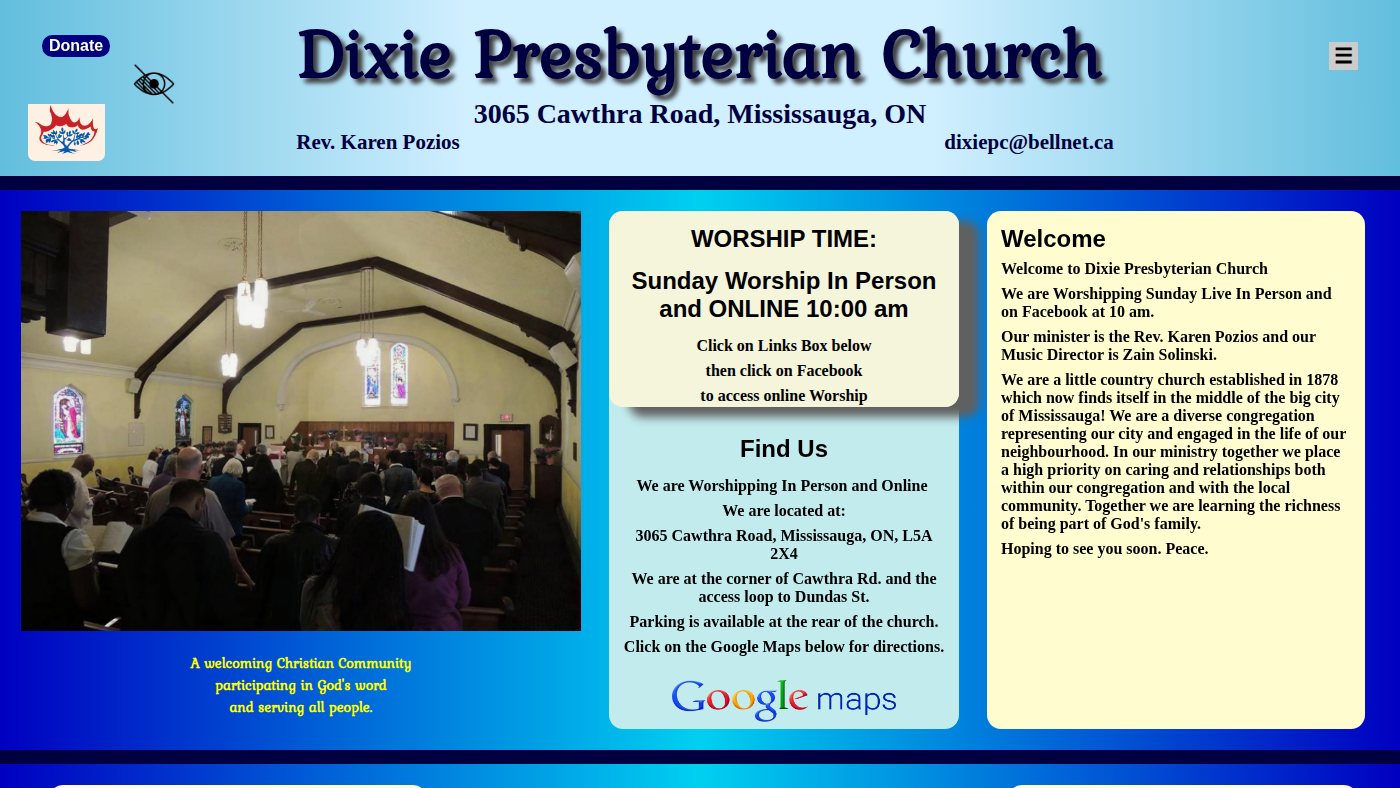 The home page of dixiepresbyterian.ca
