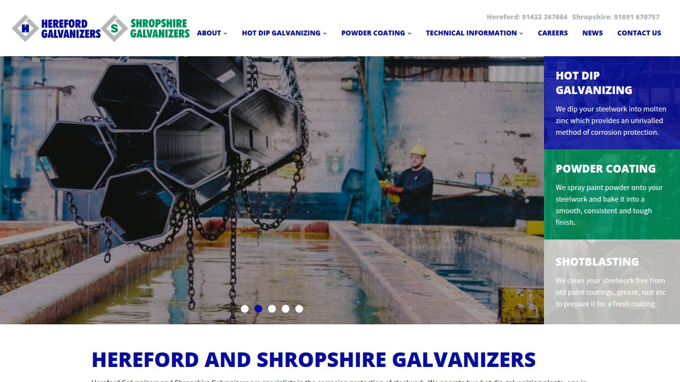The home page of galvanizers.co.uk