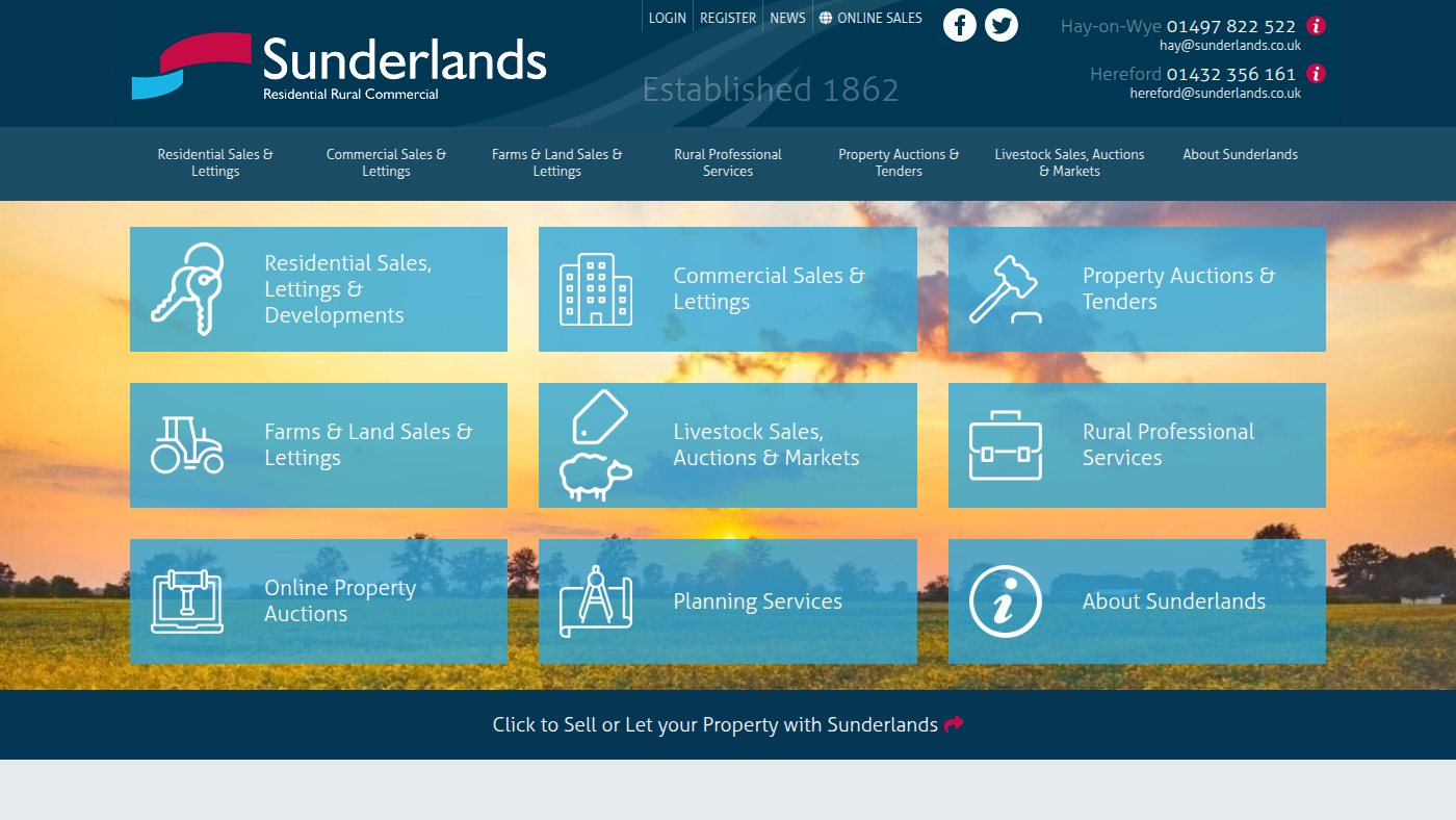 The home page of sunderlands.co.uk
