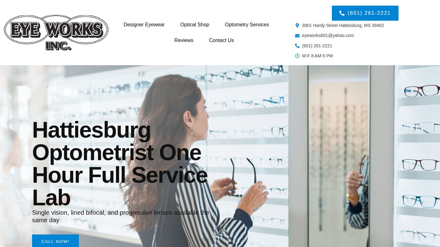 The home page of eyeworkshattiesburg.com
