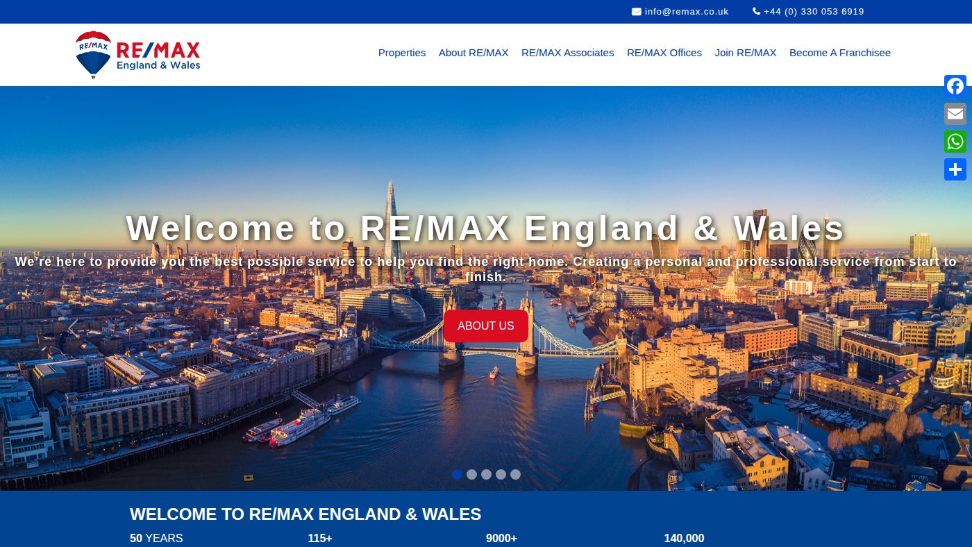 The home page of remax.co.uk