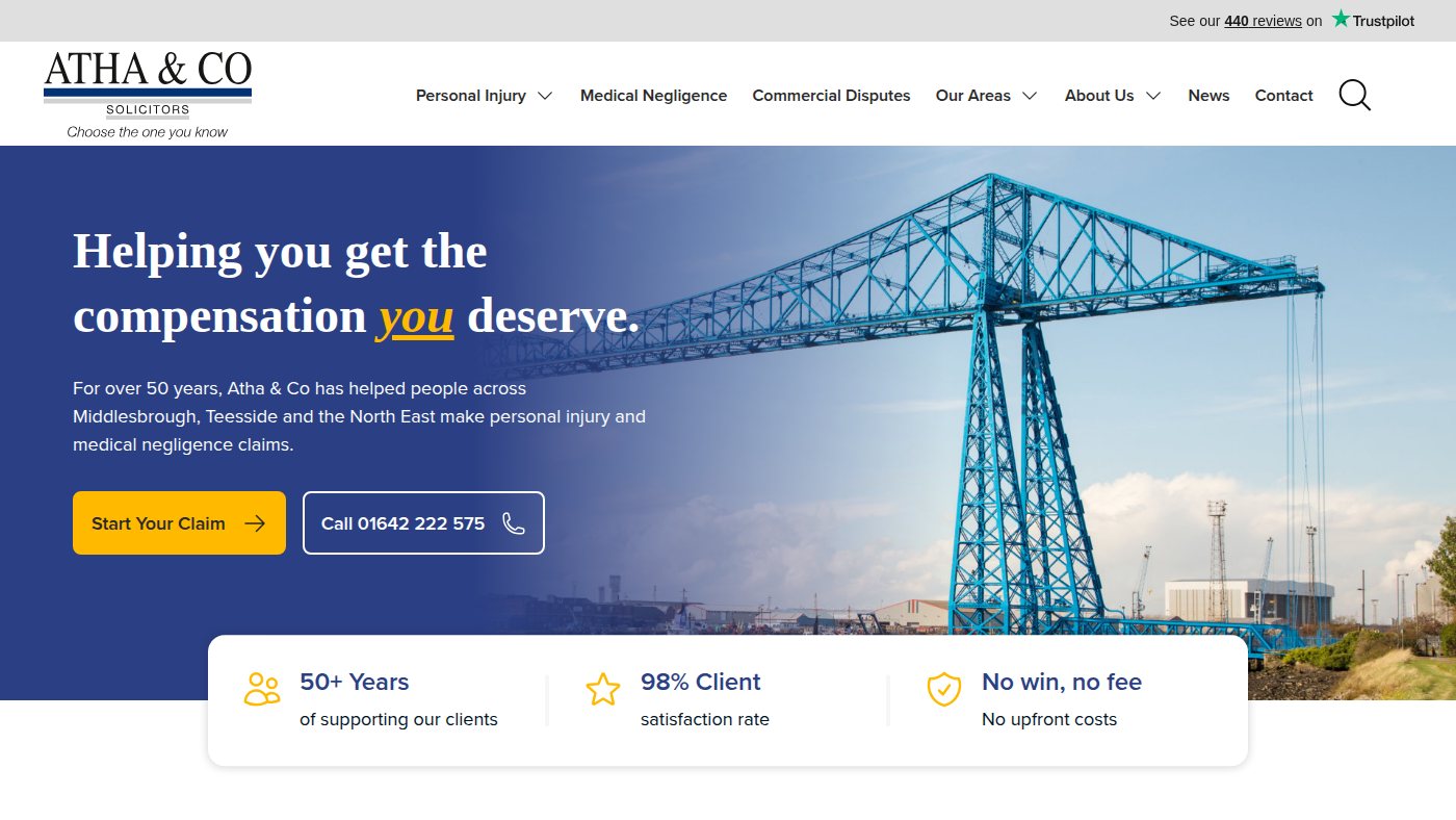The home page of atha.co.uk