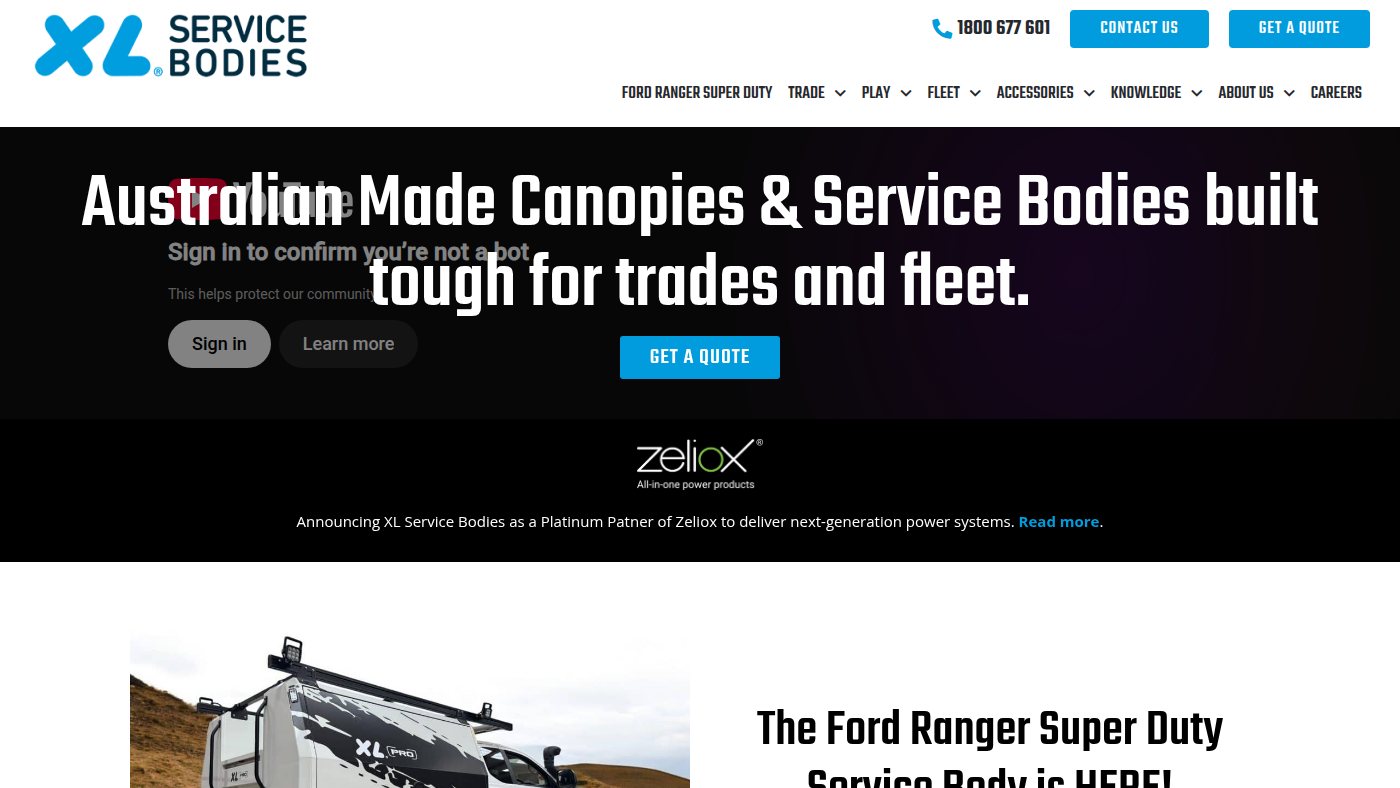 The home page of xl.com.au