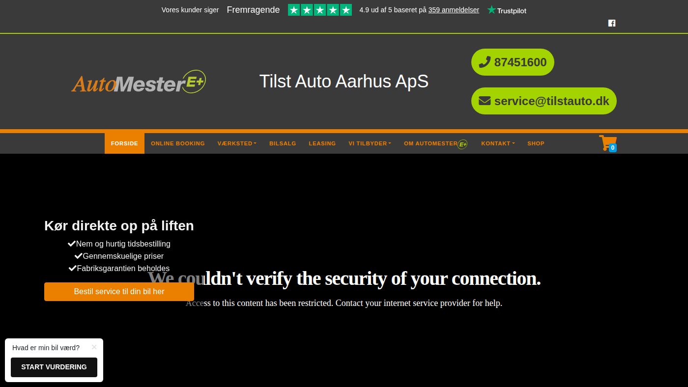The home page of tilst-auto.dk