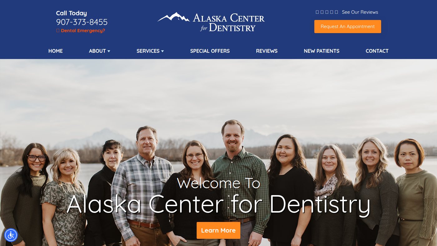 The home page of alaskacenterfordentistry.com