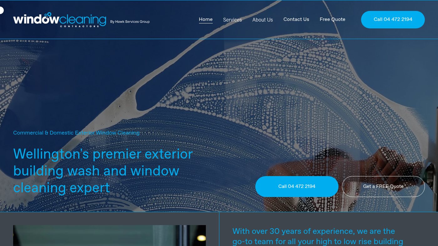 The home page of windowcleaners.co.nz