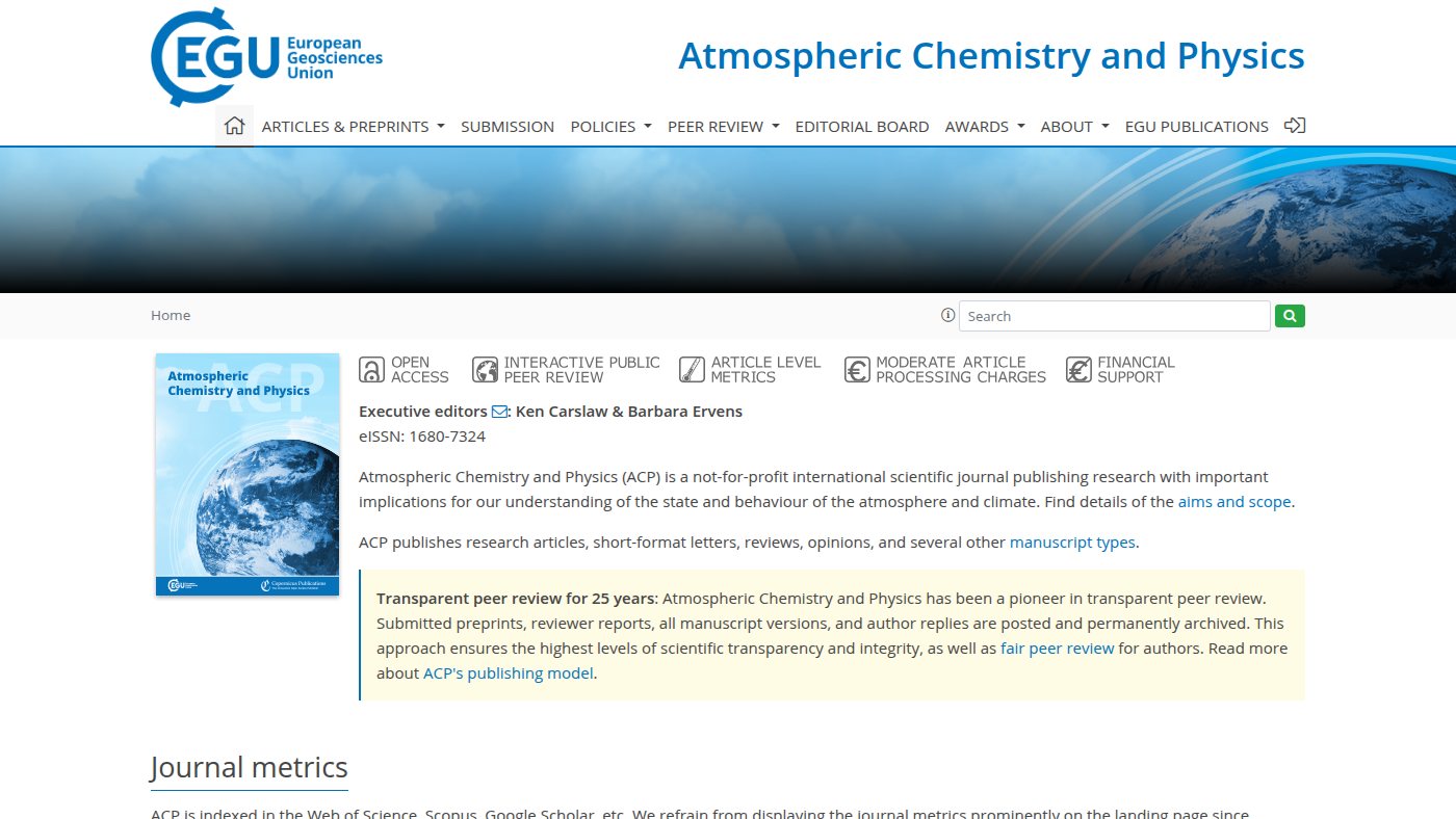 The home page of atmospheric-chemistry-and-physics.net