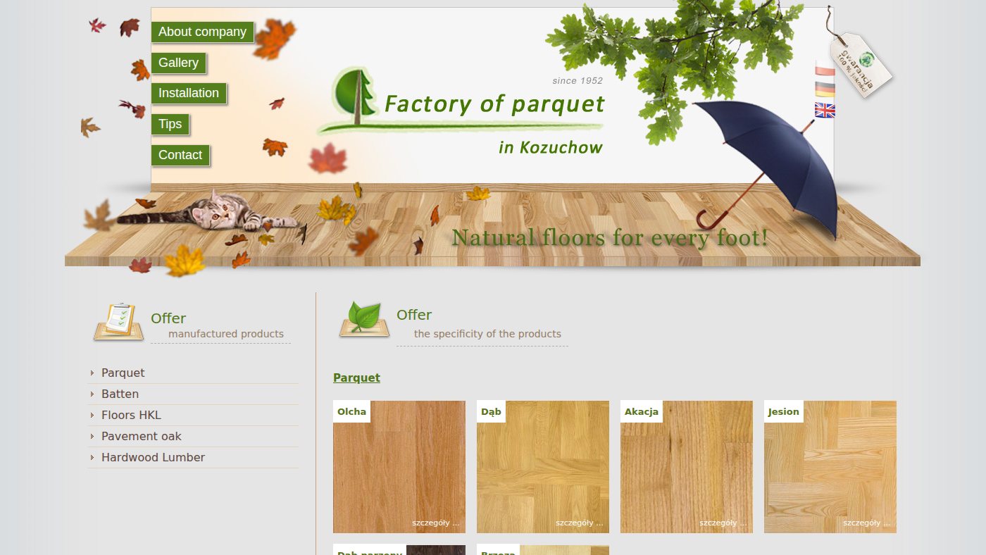 The home page of wytworniaparkietu.pl
