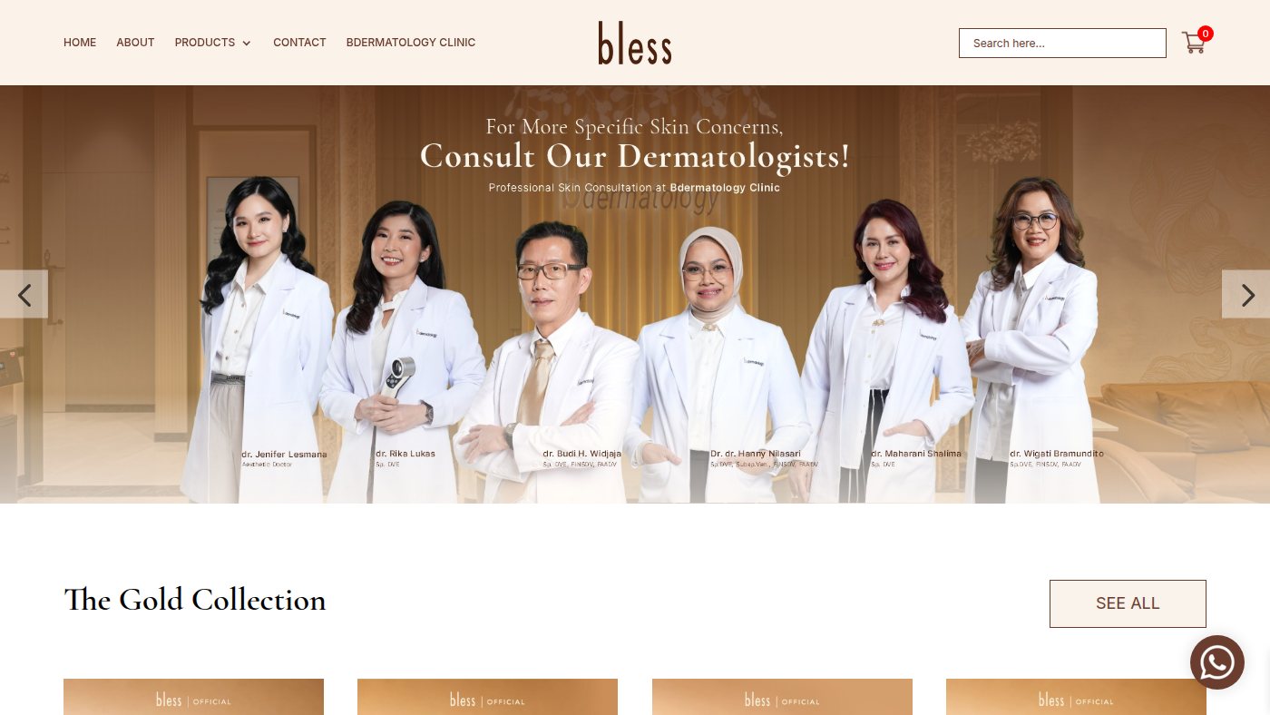 The home page of bless.co.id