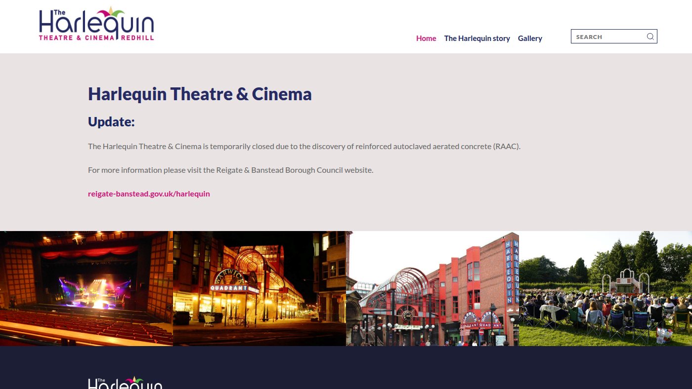 The home page of harlequintheatre.co.uk