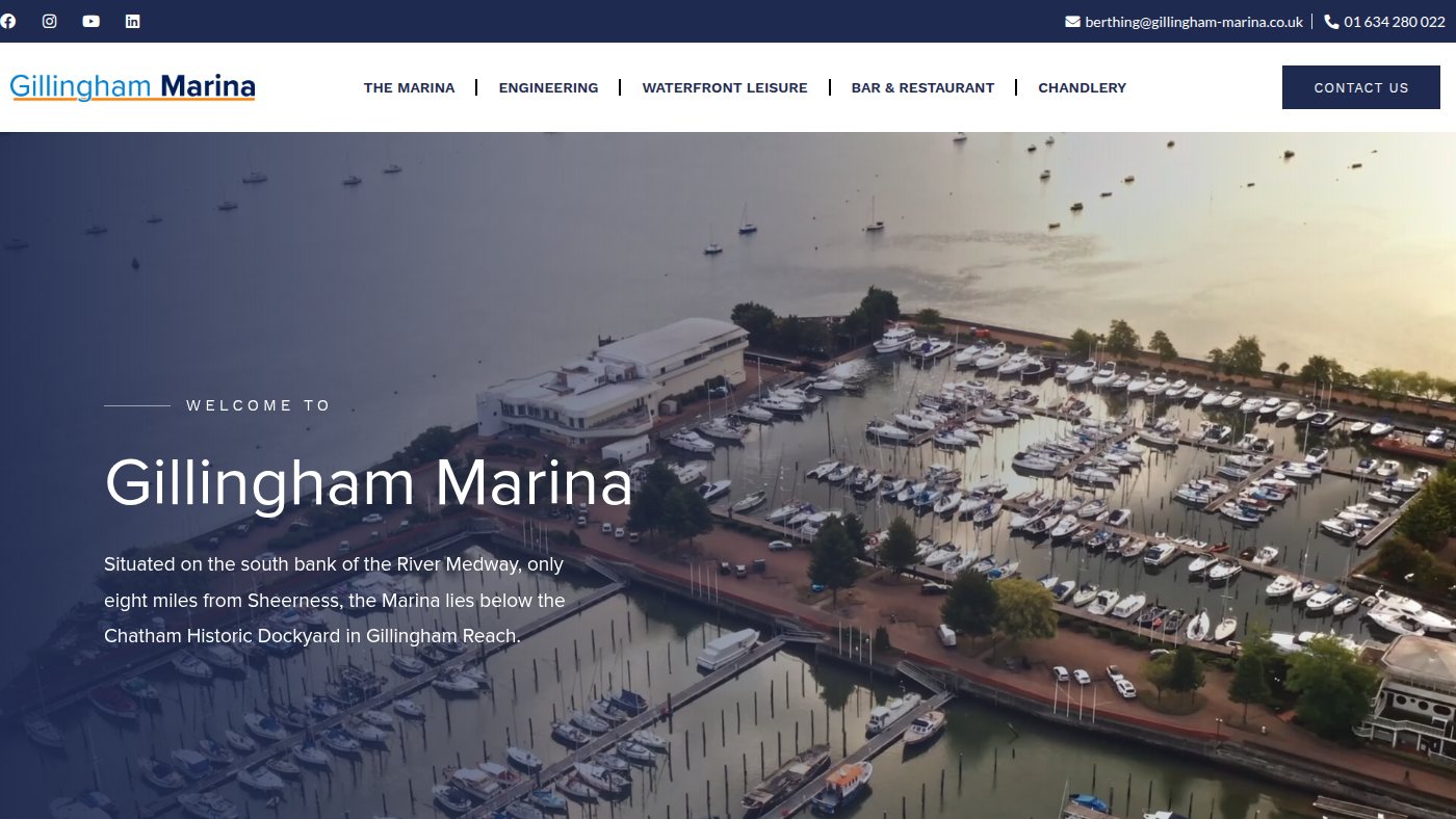 The home page of gillingham-marina.co.uk