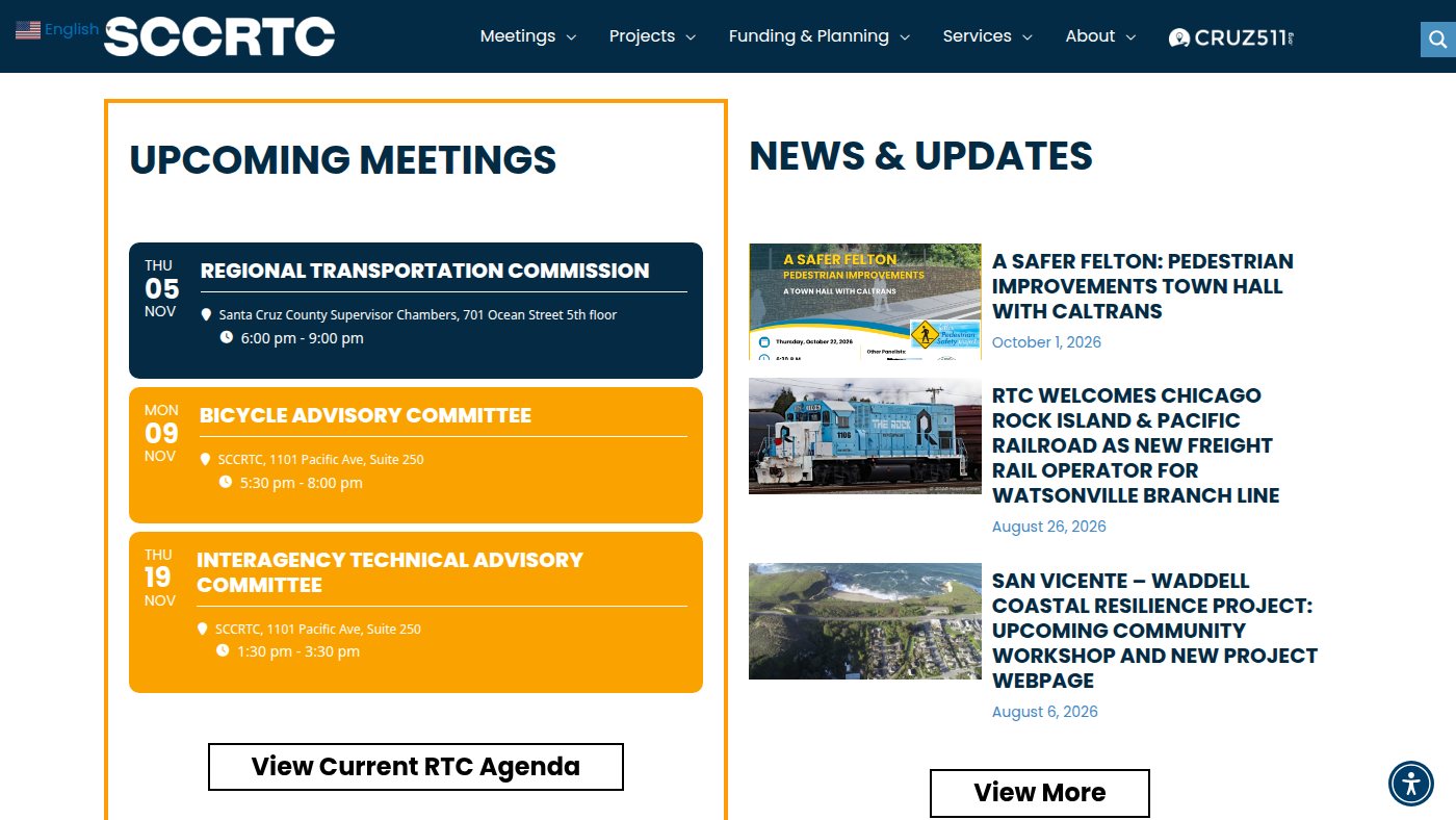 The home page of sccrtc.org
