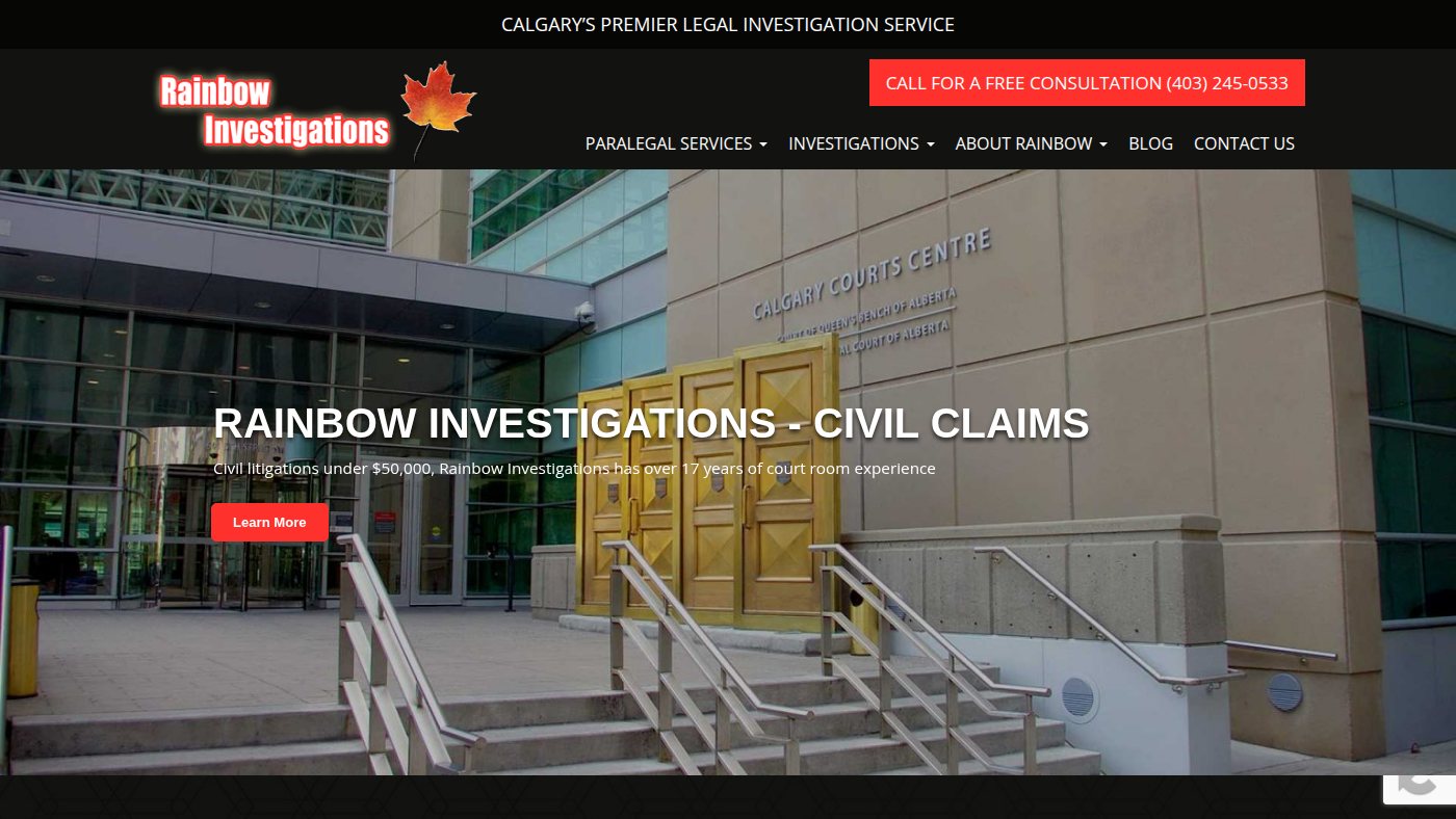 The home page of rainbowinvestigations.com