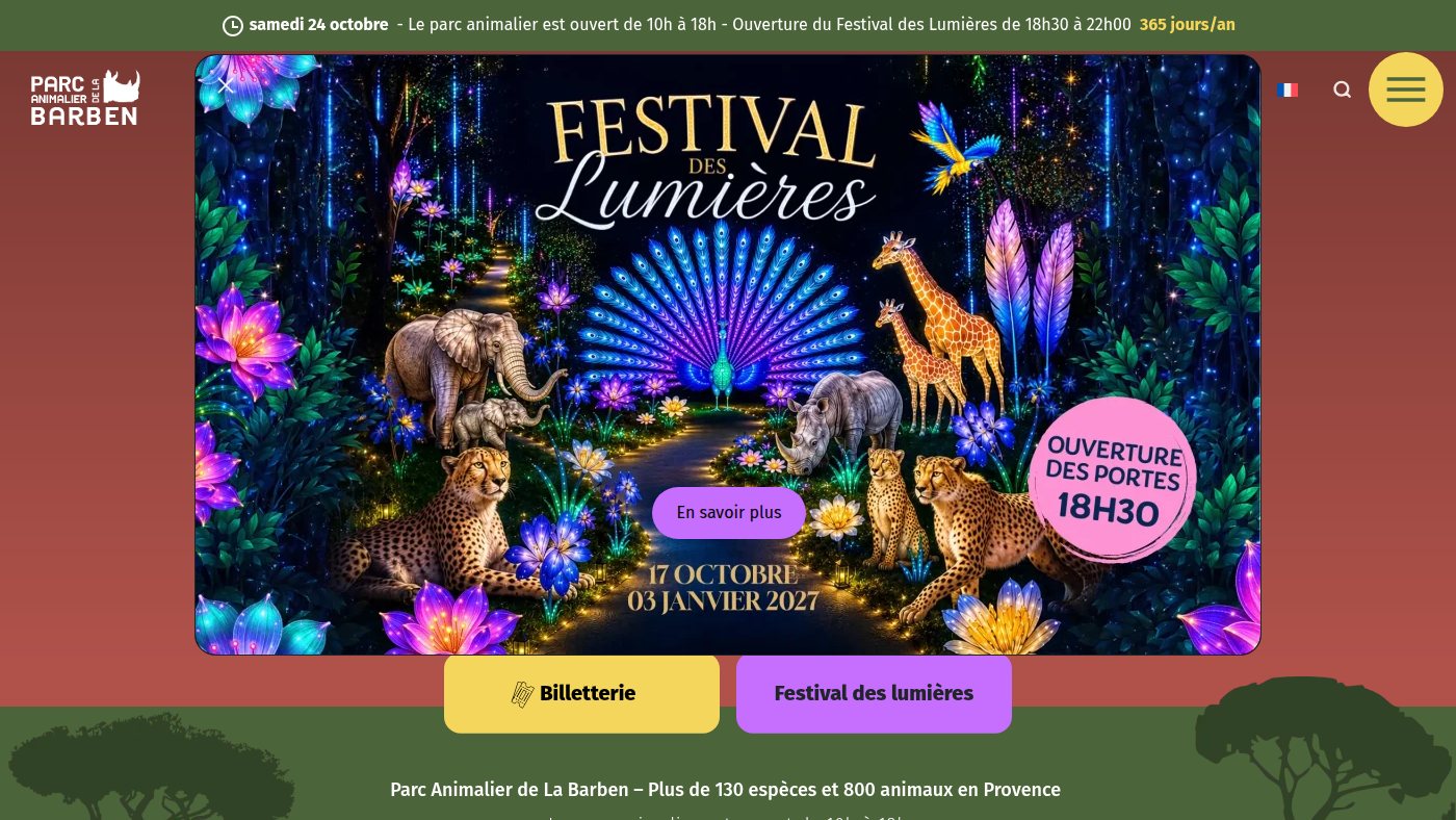 The home page of parcanimalierlabarben.com