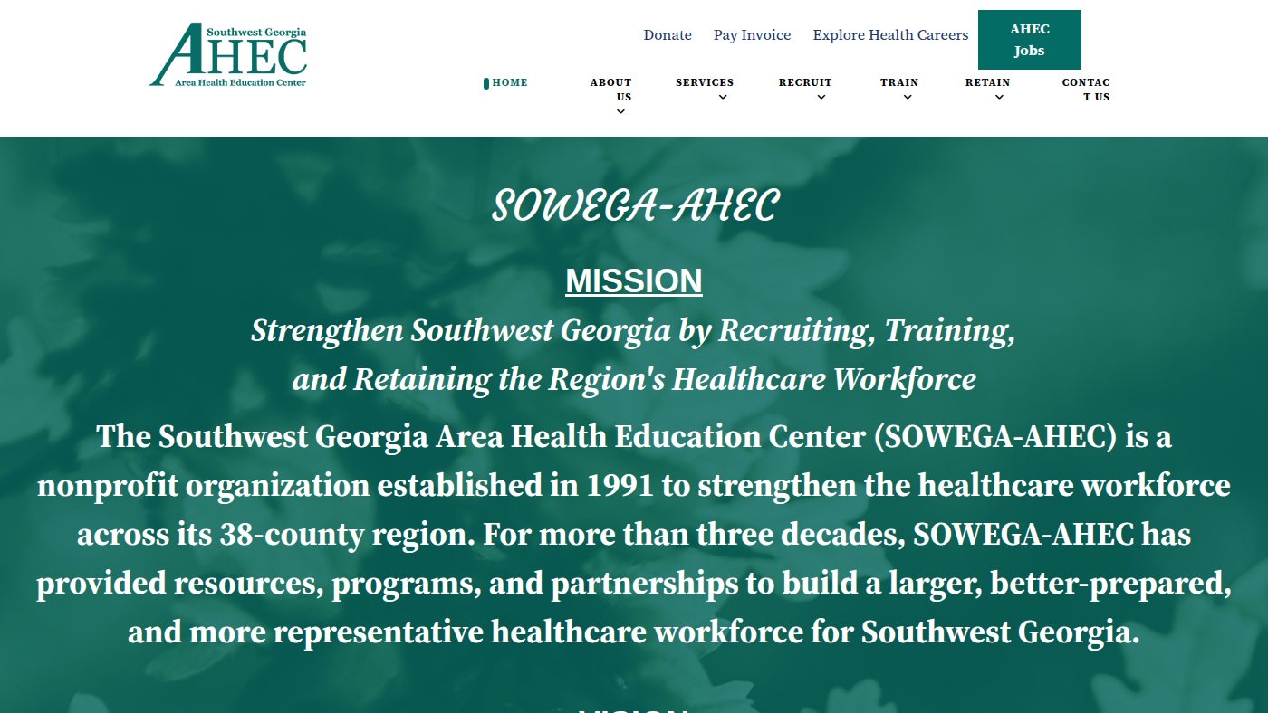 The home page of sowega-ahec.org