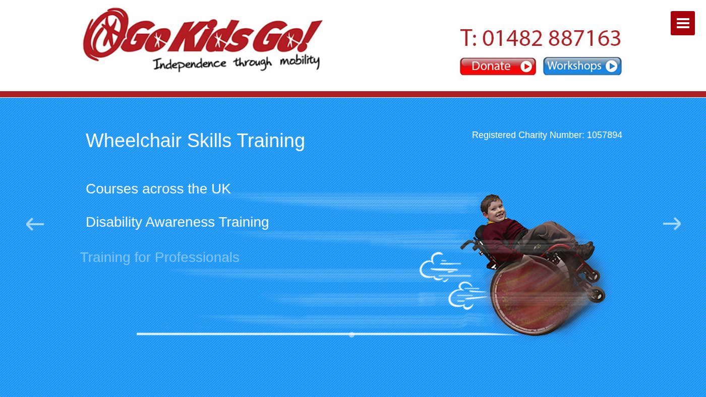 The home page of go-kids-go.org.uk