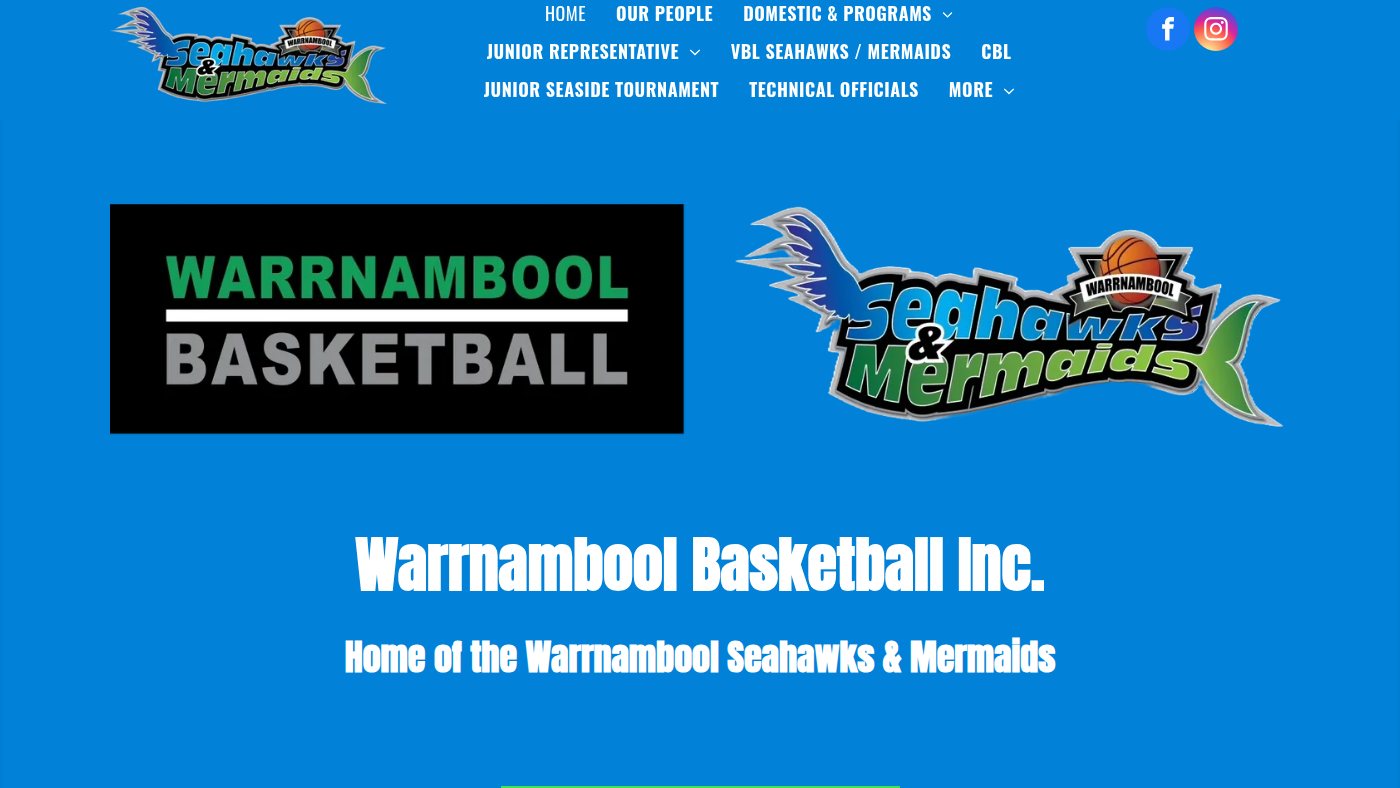 The home page of warrnamboolbasketball.com.au