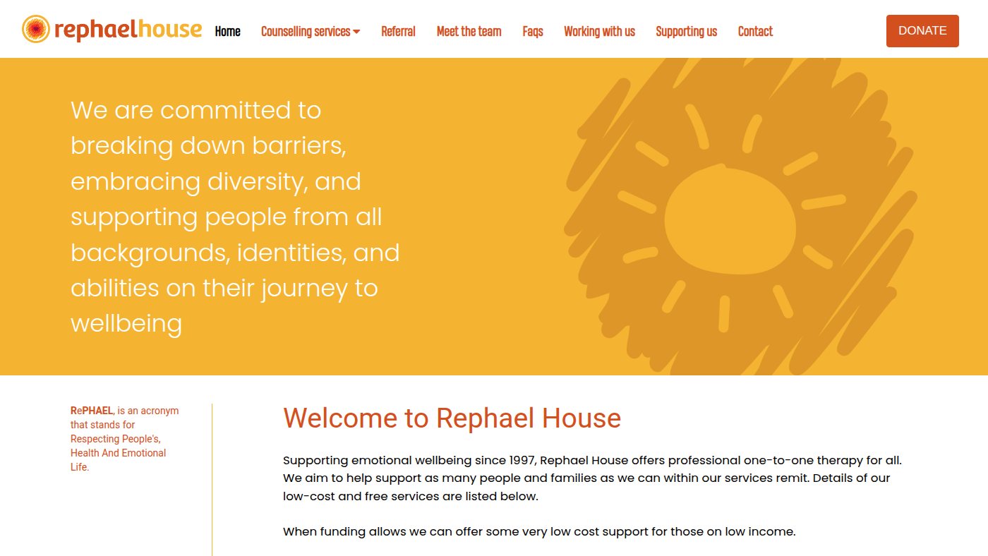 The home page of rephaelhouse.org.uk