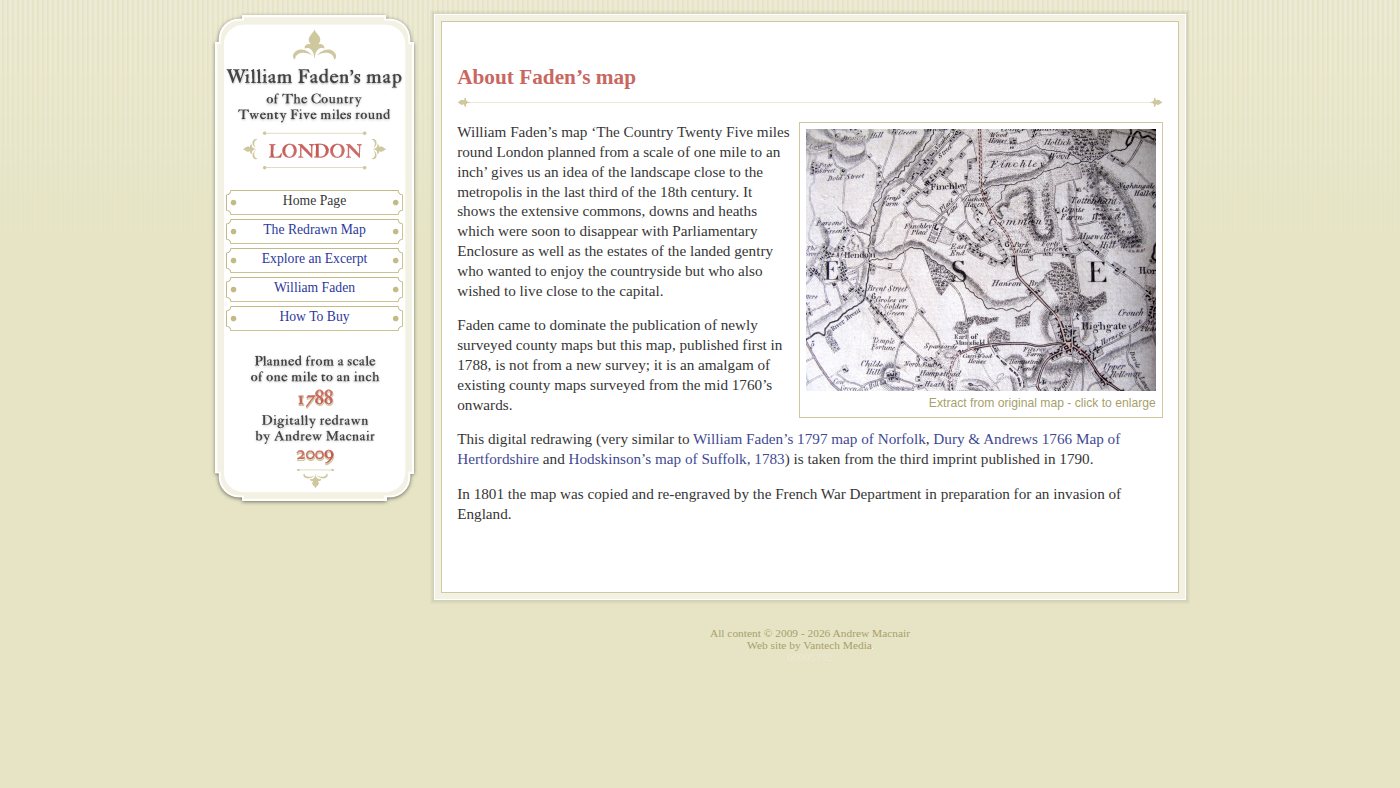 The home page of fadensmapoflondon.co.uk