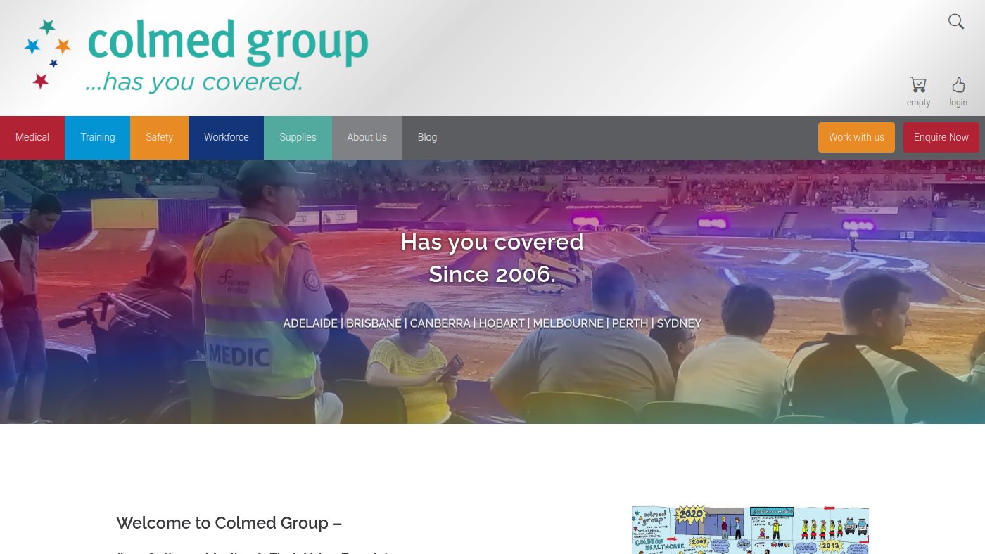 The home page of colmedgroup.com