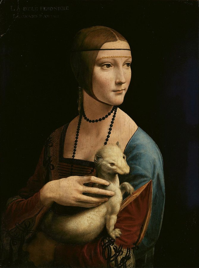 La dama del armiño, pintura de Leonardo da Vinci, con niveles ajustados