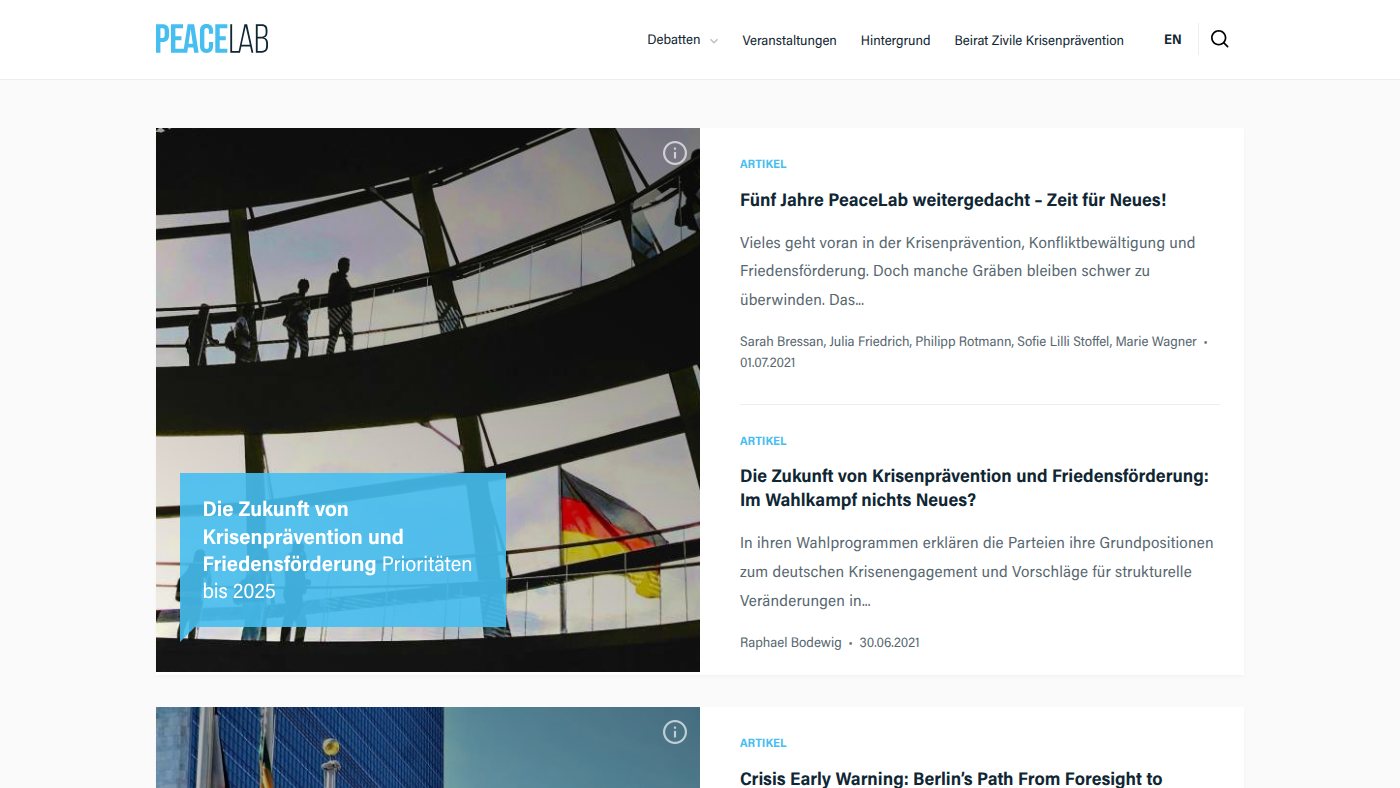 The home page of peacelab.blog