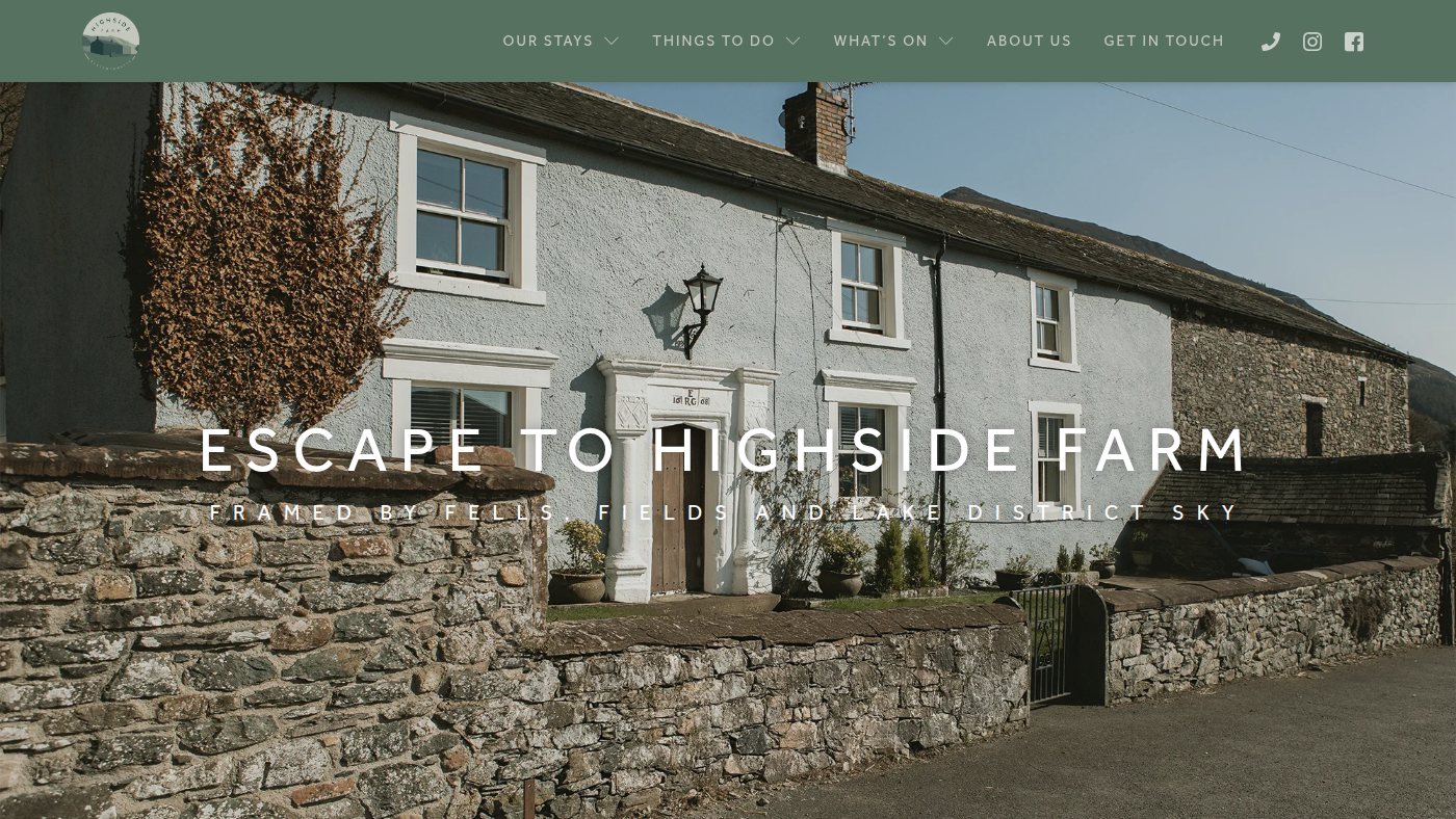 The home page of highside.co.uk