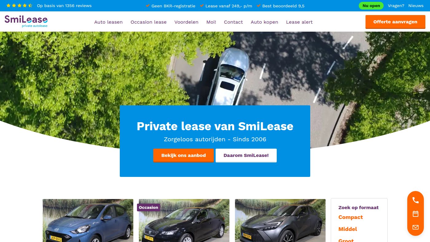 The home page of smilease.nl