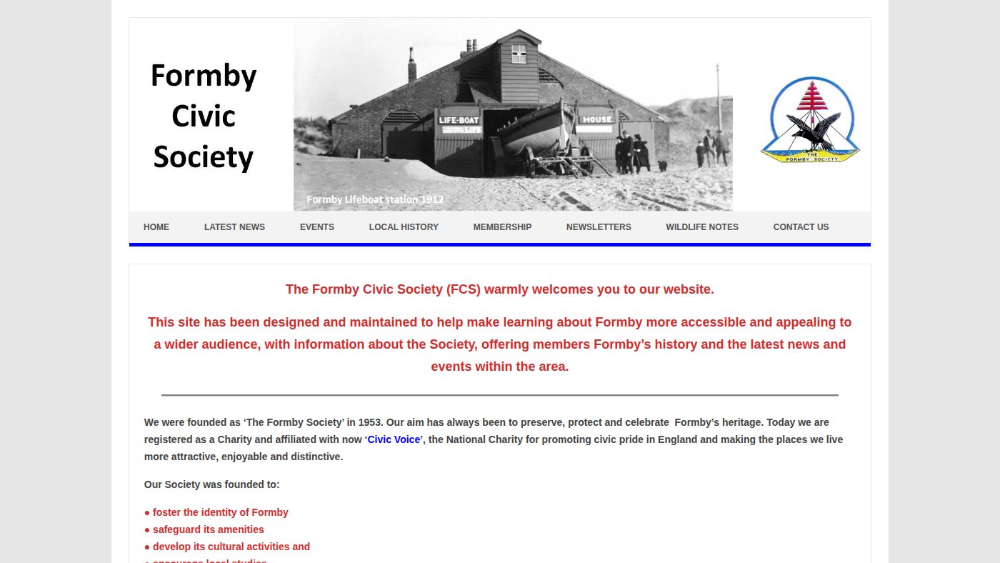 The home page of formbycivicsociety.org.uk