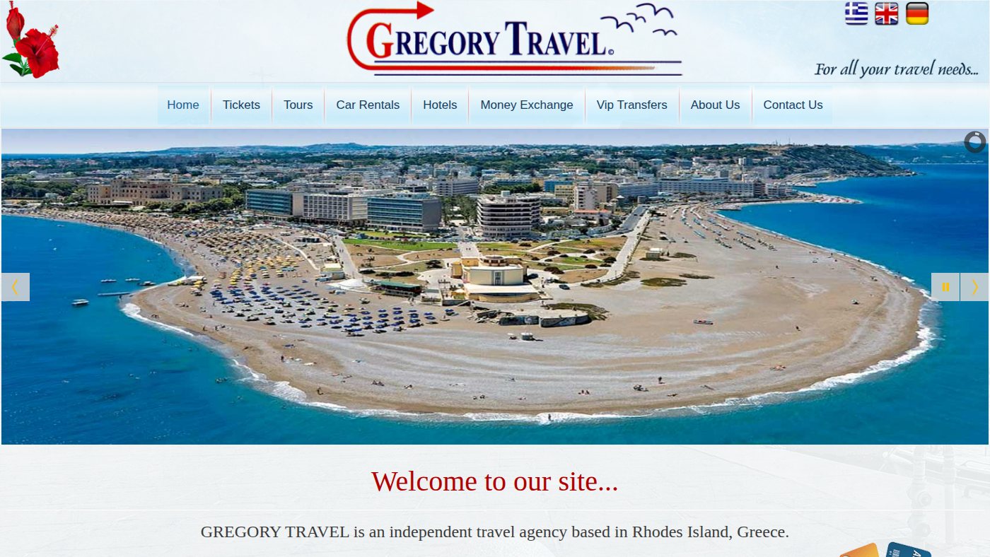 The home page of gregorytravel.gr