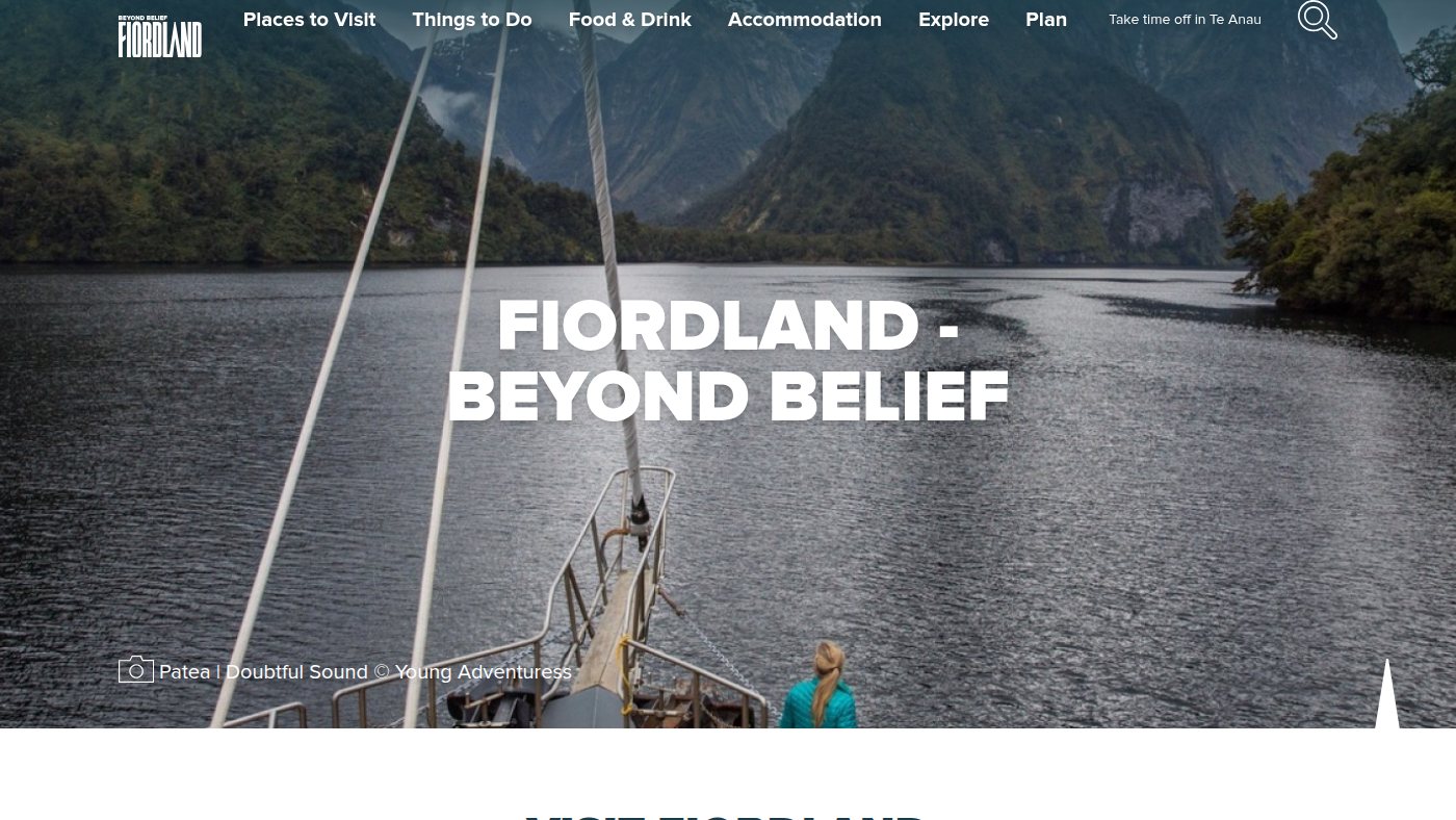 The home page of fiordland.org.nz