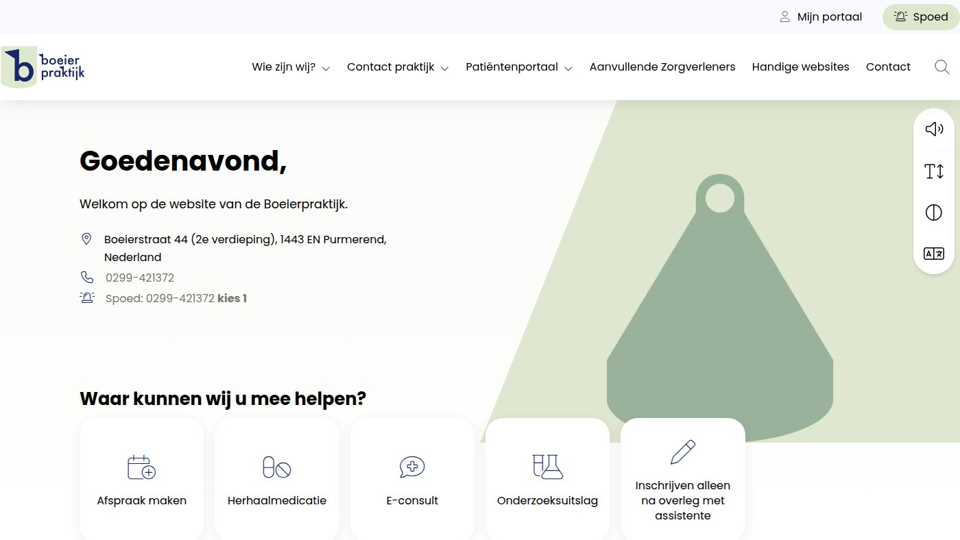 The home page of boeierpraktijk.nl