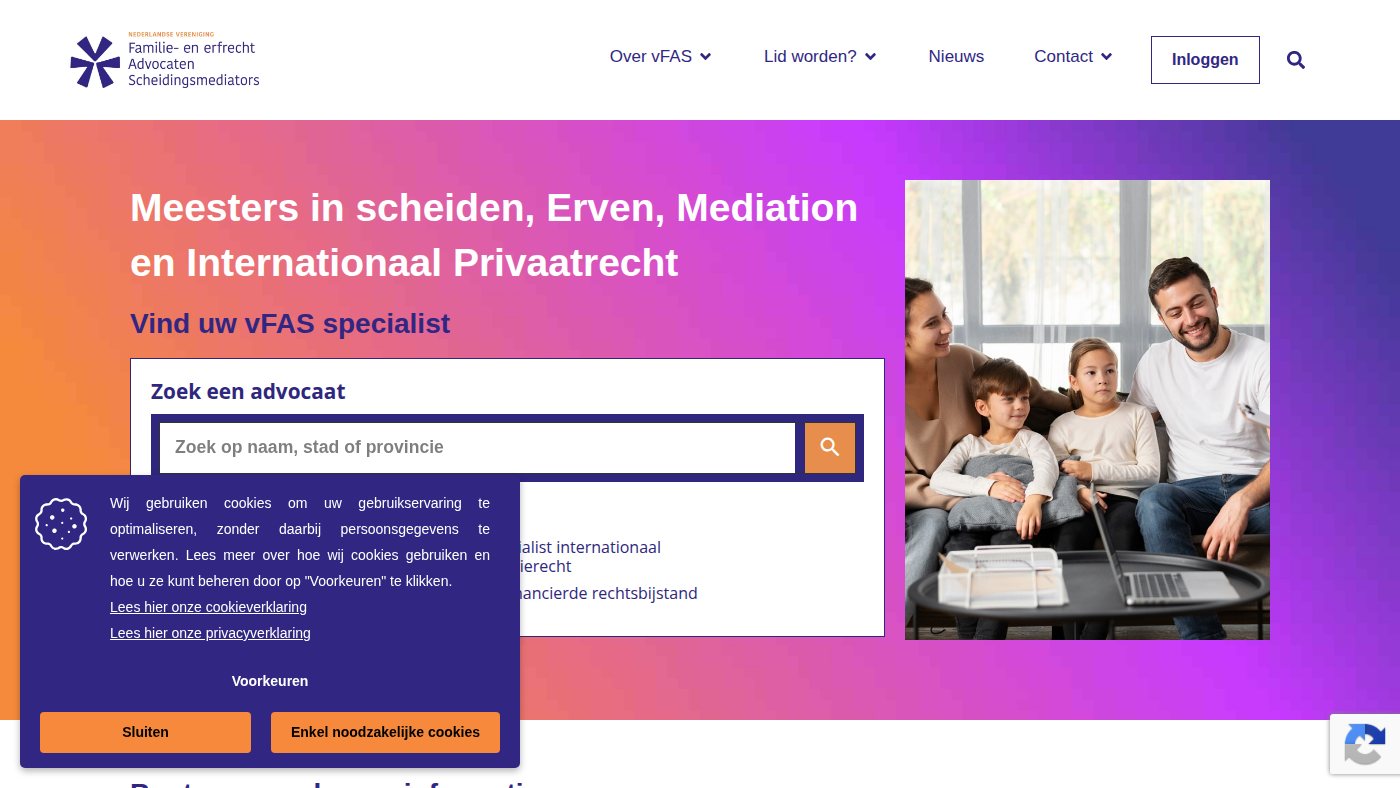 The home page of verenigingfas.nl