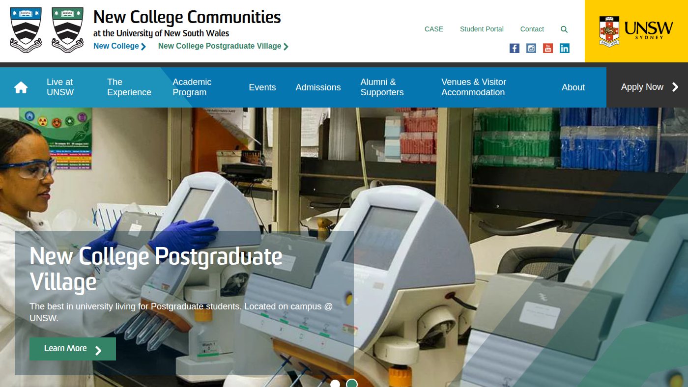 The home page of newcollege.unsw.edu.au
