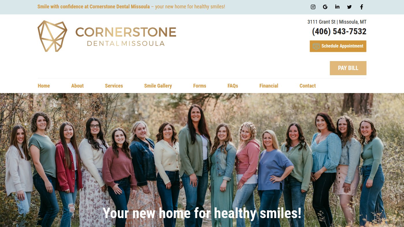 The home page of cornerstonedentalmissoula.com