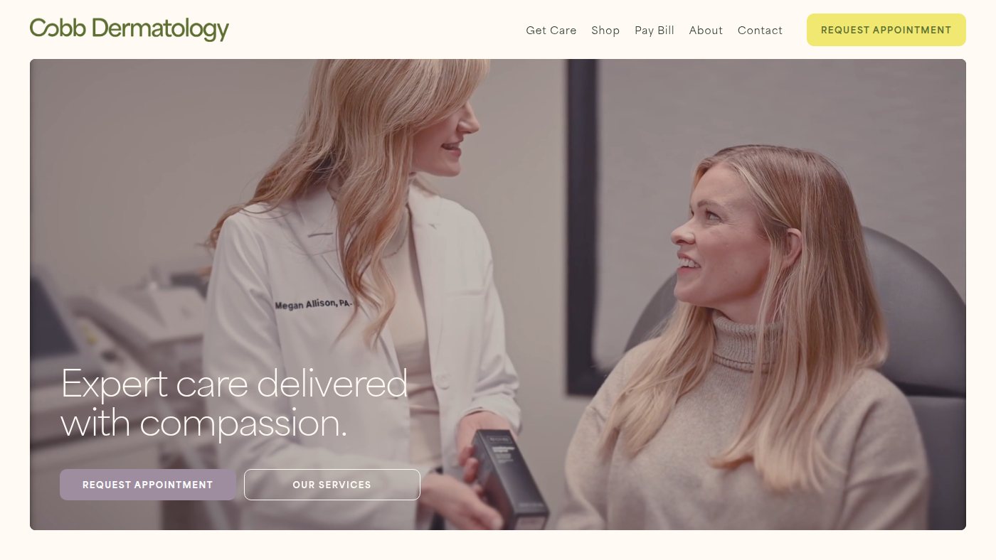 The home page of cobbderm.com