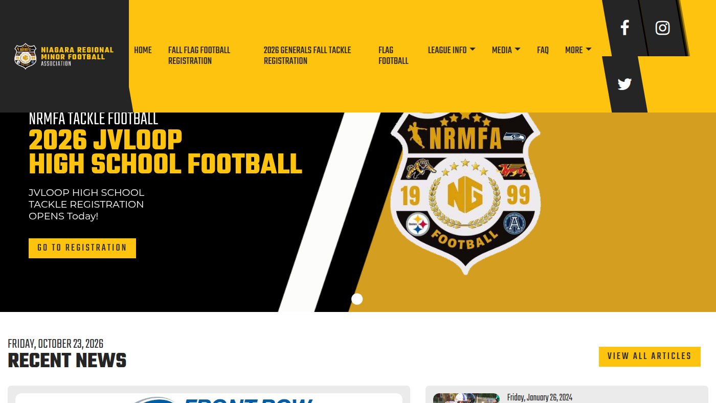 The home page of footballniagara.com
