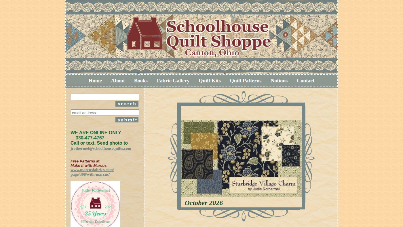 The home page of schoolhousequilts.com