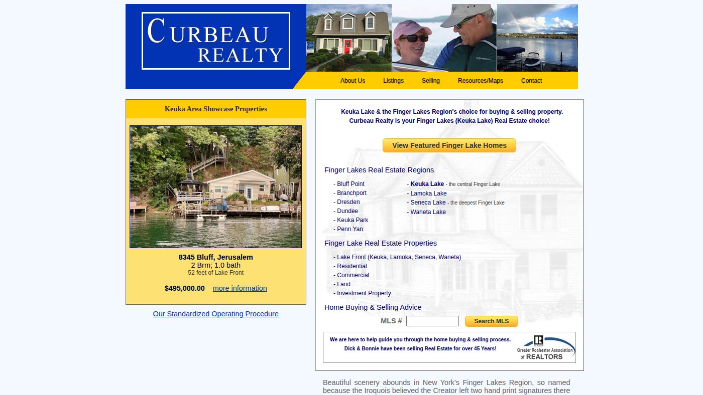 The home page of curbeaurealty.com