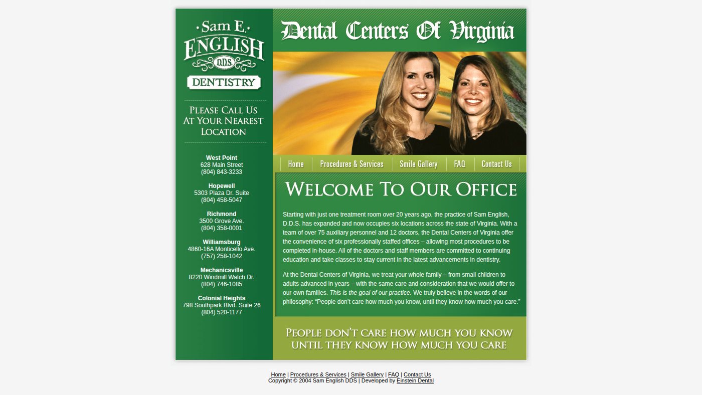 The home page of samenglishdds.com