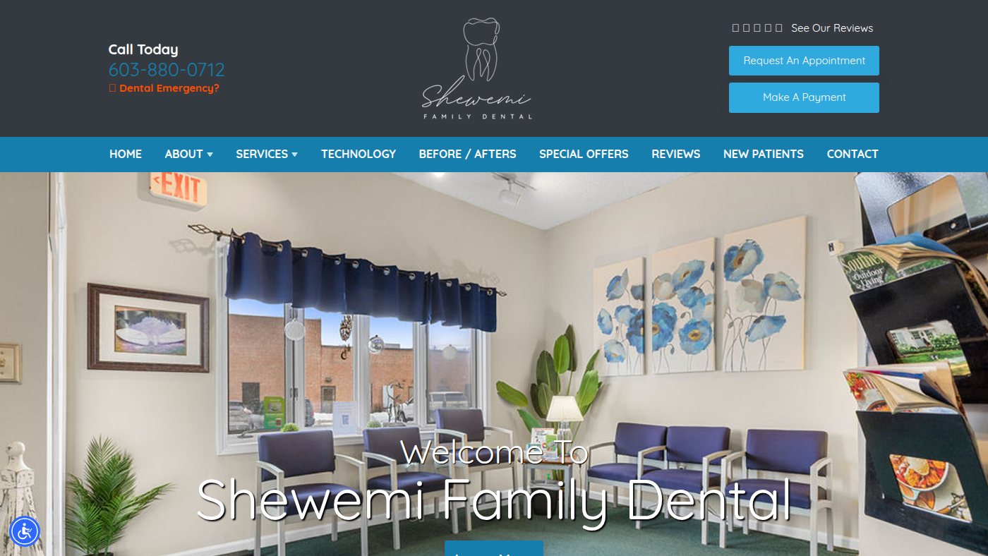 The home page of shewemifamilydental.com