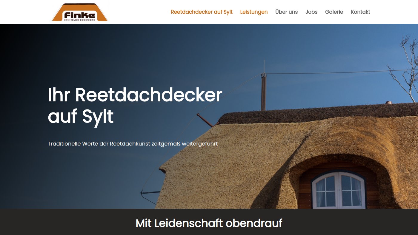 The home page of finke-reetdach.de