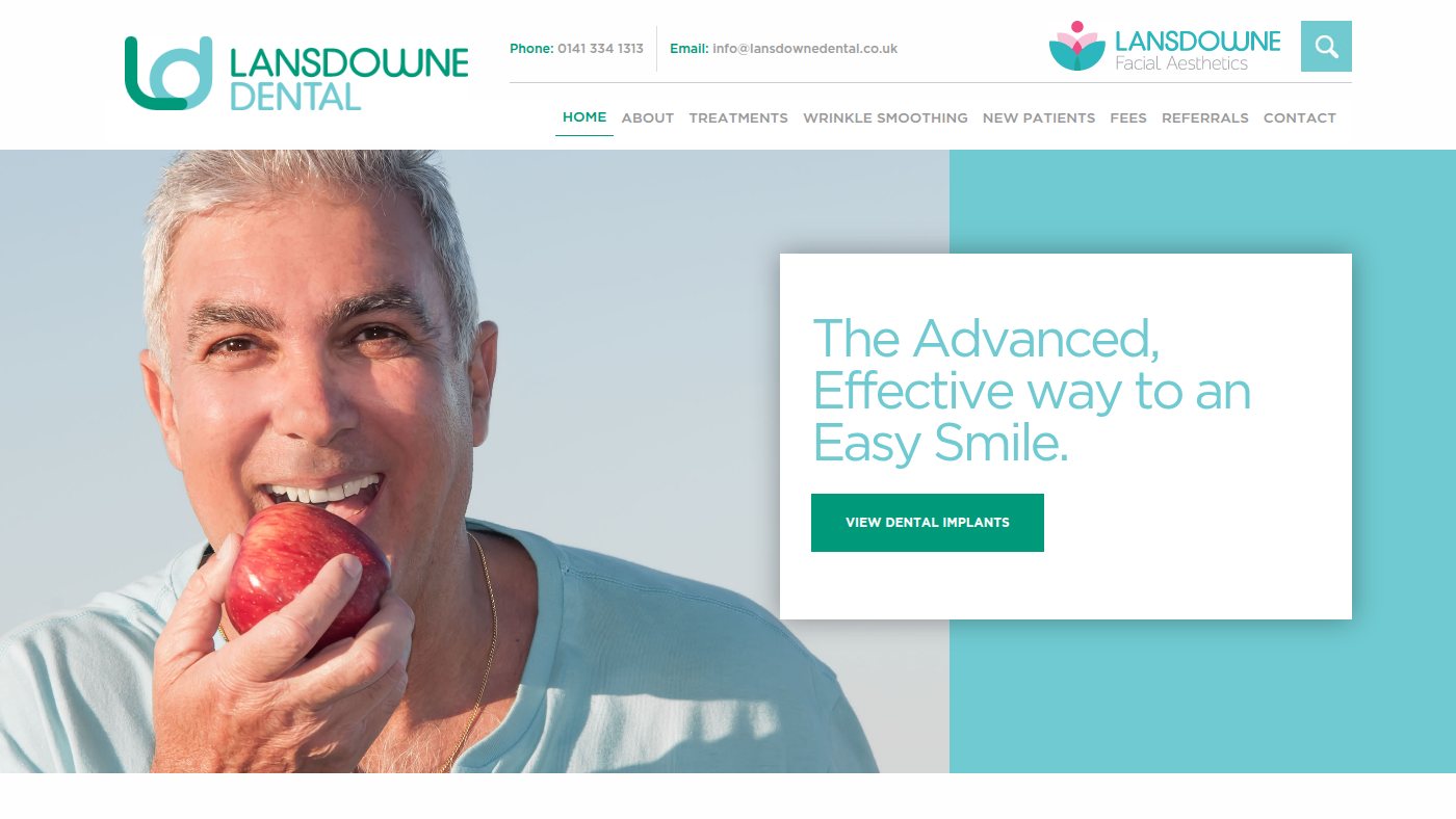 The home page of lansdownedental.co.uk