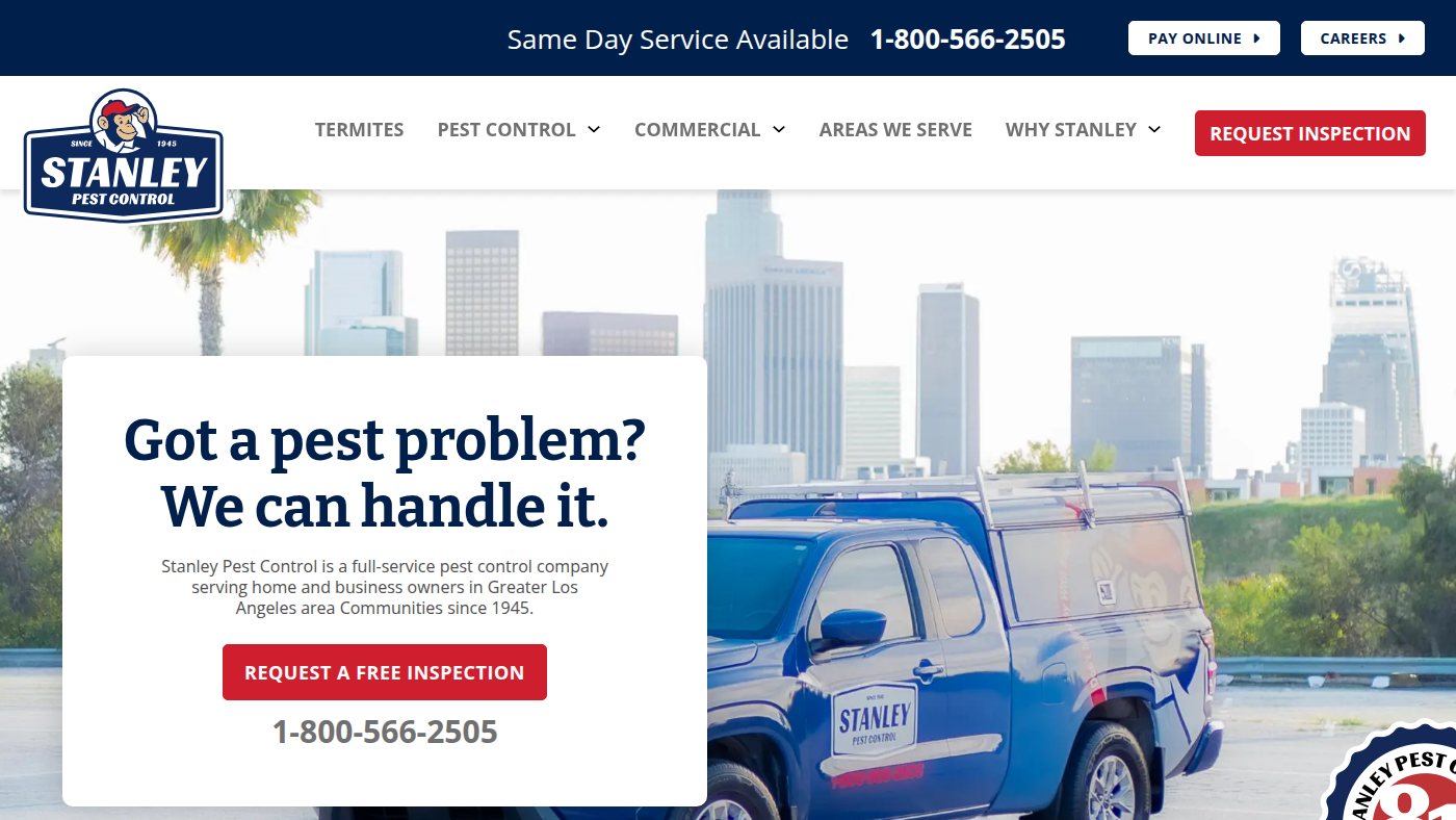 The home page of stanleypest.com