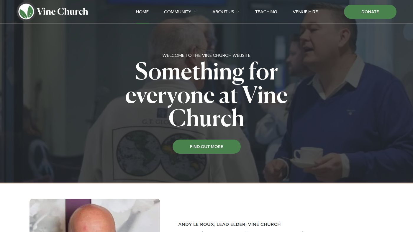 The home page of thevinechurch.org.uk